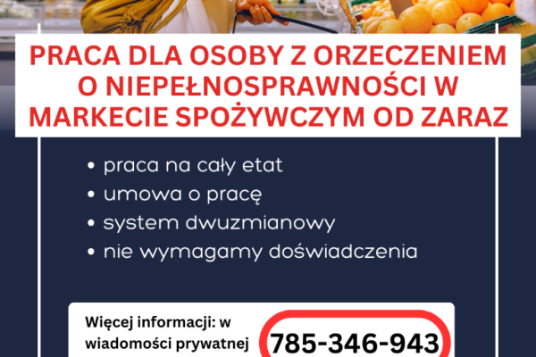 Ogłoszenie - Praca dla os. z orzecz., Dino Polska S.A., Siedlec. Zdjęcie 1