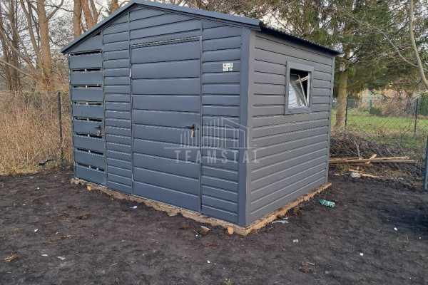 Ogłoszenie - Schowek - domek ogrodowy 2,2x2m + wiata 0,8m + drzwi w wiacie - drzwi - okno - antracyt - dach dwuspadowy TS1074. Zdjęcie 4