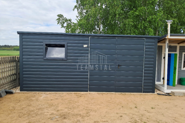 Ogłoszenie - Schowek - domek ogrodowy 4,5x2m - brama dwuskrzydłowa - okno - antracyt - dach spad w tył TS1078. Zdjęcie 4