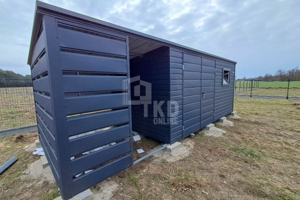 Ogłoszenie - Schowek - domek ogrodowy 4,5x2,5m + wiata 2m - brama -  okno - antracyt - dach spad w tył TKD364. Zdjęcie 3