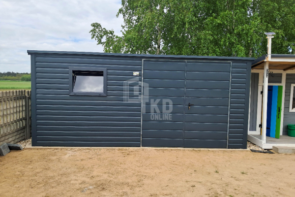 Ogłoszenie - Schowek - domek ogrodowy 4,5x2m - brama dwuskrzydłowa - okno - antracyt - dach spad w tył TKD365. Zdjęcie 4