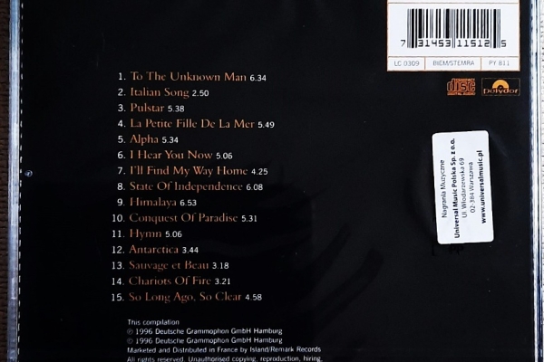 Ogłoszenie - CD Nowa-Polecam Wspaniały Album CD VANGELIS -Portraits So Long Ago So Clear. Zdjęcie 2