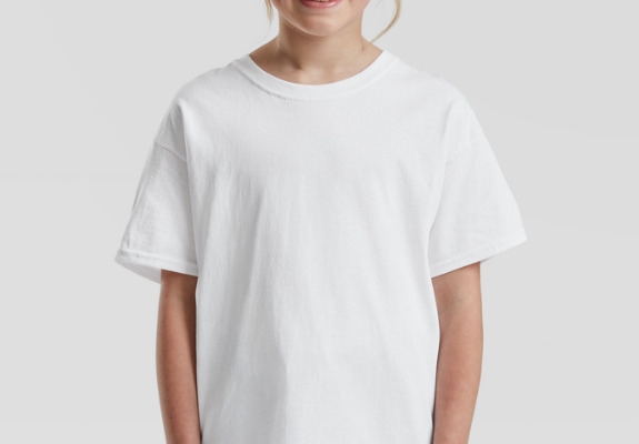 Ogłoszenie - Bawełniany Dziecięcy T shirt koszulka bez nadruku, gładka biała FRUIT of the LOOM. Zdjęcie 4