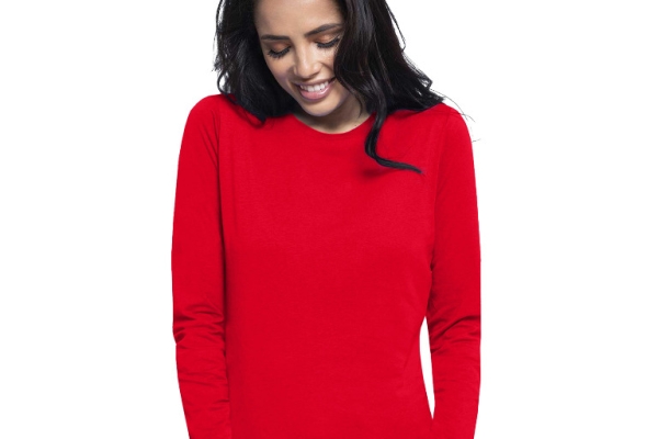Ogłoszenie - Damska koszulka t shirt longsleeve z długim rękawem czerwona B&C. Zdjęcie 1