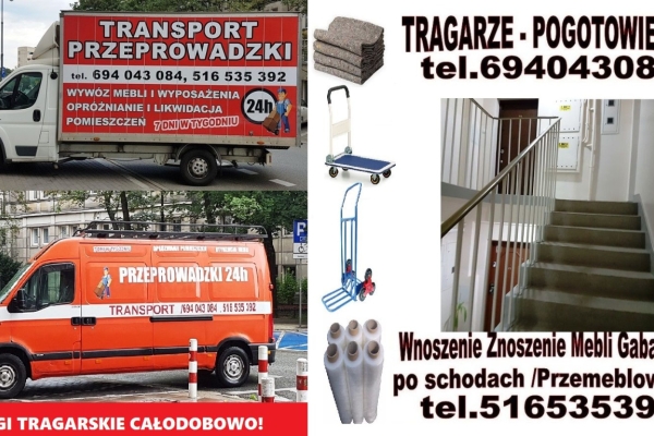 Ogłoszenie - PRZEPROWADZKI TRAGARZE wnoszenie mebli gabarytów cała W-WA+okolice. Zdjęcie 1