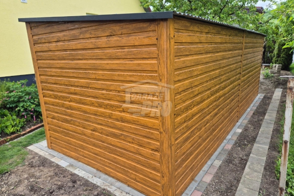 Ogłoszenie - Schowek - Domek Ogrodowy 6x3m - 2x drzwi - 2x okno - jasny orzech - drewnopodobny - dach spad w tył GP621. Zdjęcie 4