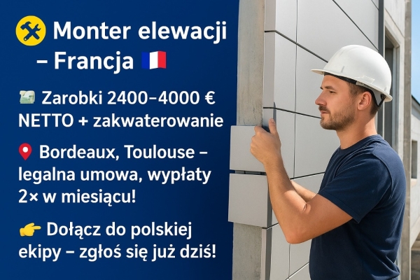 Ogłoszenie - MONTER ELEWACJI - PRACA OD ZARAZ!. Zdjęcie 1