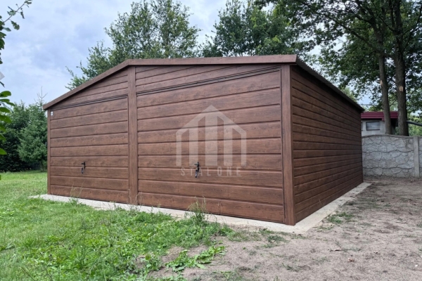 Ogłoszenie - Garaż blaszany 6x5m - 2x brama uchylna - okno - ciemny orzech - drewnopodobny - dach dwuspadowy SO130. Zdjęcie 3