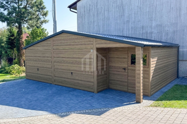 Ogłoszenie - Garaż blaszany 8x6m + wnęka - 2x brama uchylna - drzwi - okno - drewnopodobny - blachodachówka - rynny SO139. Zdjęcie 5