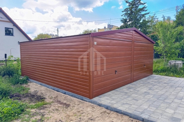 Ogłoszenie - Garaż blaszany 6x5m - 2x brama uchylna - ciemny orzech - drewnopodobny - dach dwuspadowy SO125. Zdjęcie 4