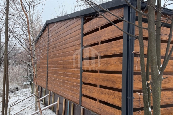 Ogłoszenie - Garaż blaszany 6x6m + wiata 2m - brama uchylna - drzwi - okno - drewnopodobny - dach dwuspadowy - rynna SO134. Zdjęcie 3