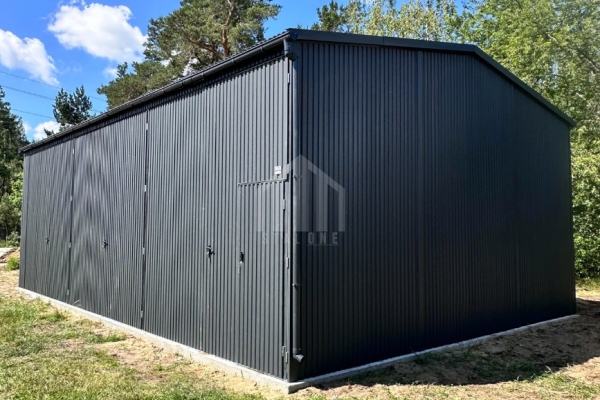 Ogłoszenie - Hala - garaż blaszany - 9x6m - 3x brama dwuskrzydłowa - antracyt - dach dwuspadowy odwrócony - rynna SO147. Zdjęcie 3