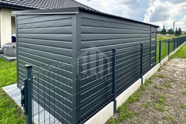 Ogłoszenie - Schowek - domek ogrodowy 3,5x2m - wiata 1m - Brama dwuskrzydłowa - okno - antracyt - dach spad w tył  SO149. Zdjęcie 3