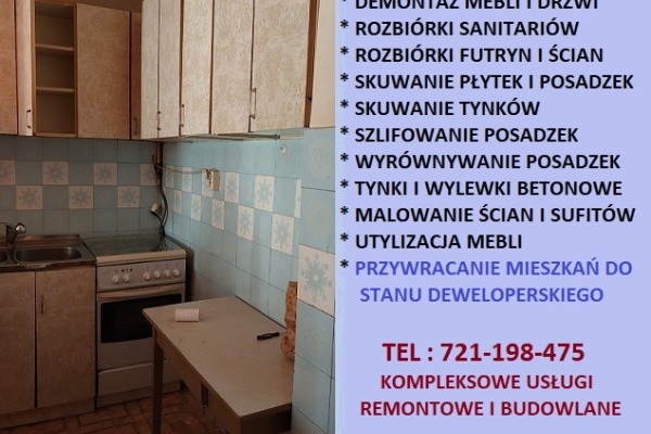Ogłoszenie - Remonty / Kucie posadzek betonu tynku / Rozbiórki i wyburzenia ścian / Zrywanie podłóg i parkietów/ Kucie płytek. Zdjęcie 7