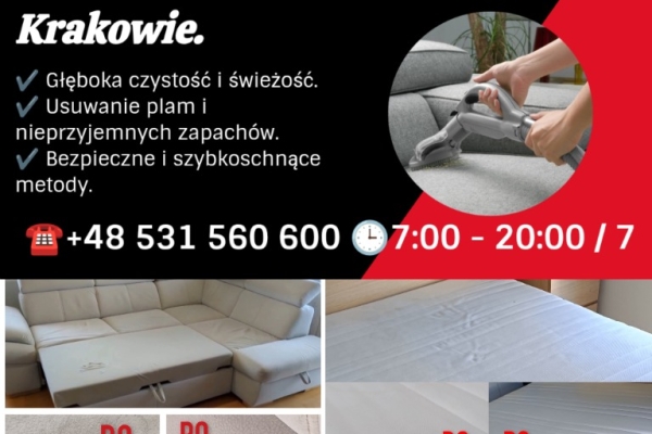 Ogłoszenie - Profesjonalne pranie mebli tapicerowanych i wykładzin w Krakowie.. Zdjęcie 1