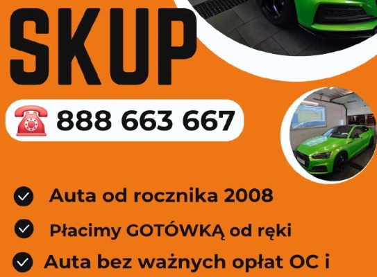 Ogłoszenie - Skup aut za GOTÓWKĘ tel. 8886636637. Zdjęcie 1