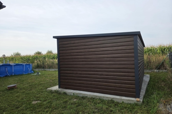 Ogłoszenie - Domek ogrodowy narzędziowy 5×3 Ciemny Orzech + Ciemny Grafit MAT. Zdjęcie 3