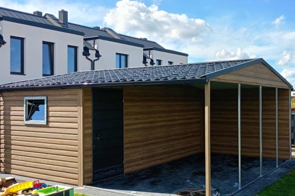 Ogłoszenie - Domek Narzędziowy z wiatą 6x6 dwuspadowy drewnopodobny, drzwi, okno. Zdjęcie 4