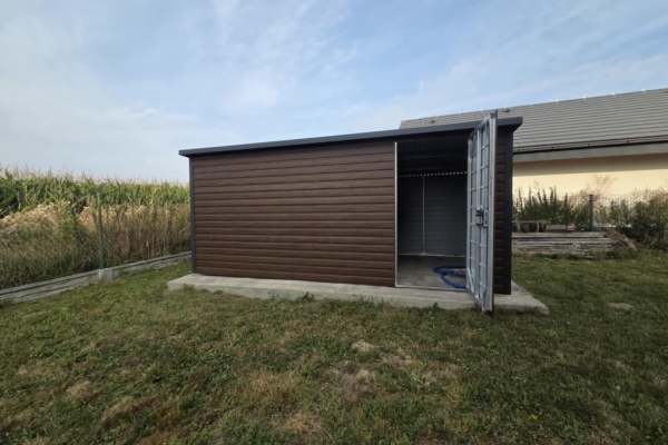 Ogłoszenie - Domek ogrodowy narzędziowy 5×3 Ciemny Orzech + Ciemny Grafit MAT. Zdjęcie 4