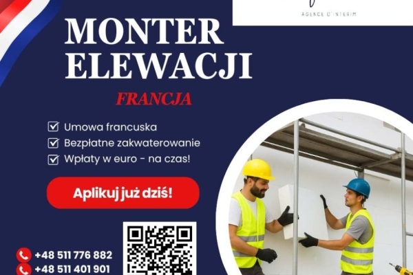 Ogłoszenie - MONTER ELEWACJI - STABILNE WARUNKI - PRACA OD ZARAZ!. Zdjęcie 1