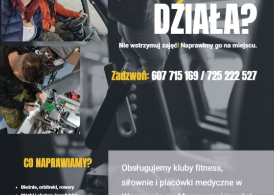 Ogłoszenie - SerwisFitness24 - mobilny serwis sprzętu rehabilitacyjnego i fitness dla firm, które nie mogą sobie pozwolić na przestoj. Zdjęcie 1