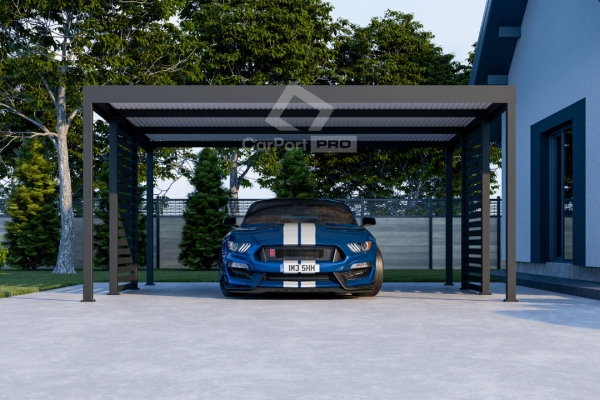 Ogłoszenie - CarPort PREMIUM - Wiata samochodowa 5x5 Antracyt Zabudowa - CP101. Zdjęcie 4