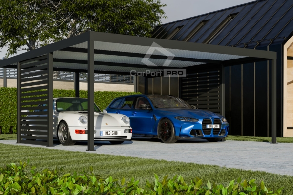 Ogłoszenie - CarPort PREMIUM - wiata samochodowa 6x5 - antracyt - zabudowa  CP108. Zdjęcie 6