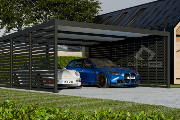 Ogłoszenie - CarPort PREMIUM - wiata samochodowa 6x5,7 - antracyt - zabudowa  CP110. Zdjęcie 6