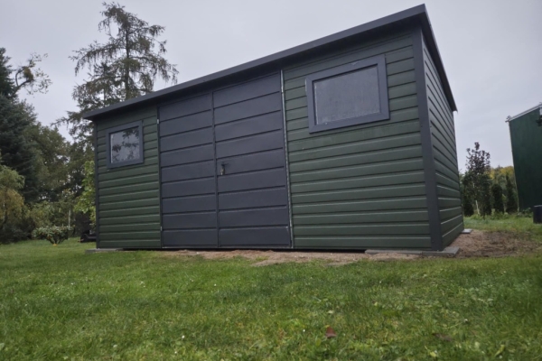 Ogłoszenie - SCHOWEK DOMEK OGRODOWY 6x4m brama + 2x okno – Zielony MAT + Grafit. Zdjęcie 6