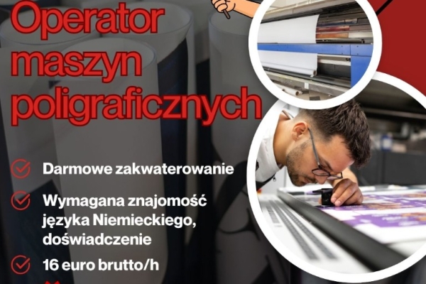 Ogłoszenie - Pracownik drukarni (Niemcy). Zdjęcie 1