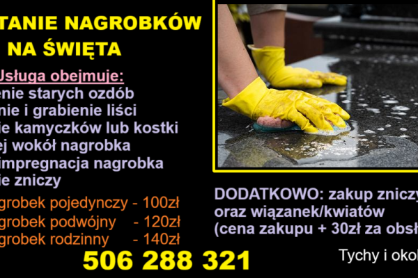 Ogłoszenie - Sprzątanie nagrobków na święta. Zdjęcie 1