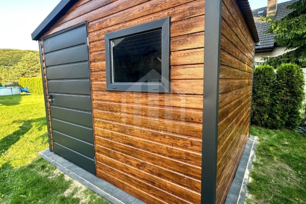 Ogłoszenie - Schowek - domek ogrodowy 2,5x2,5m - drzwi - okno - jasny orzech - drewnopodobny - dach dwuspadowy SO148. Zdjęcie 2