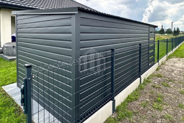 Ogłoszenie - Schowek - domek ogrodowy 3,5x2m - wiata 1m - Brama dwuskrzydłowa - okno - antracyt - dach spad w tył  SO149. Zdjęcie 4