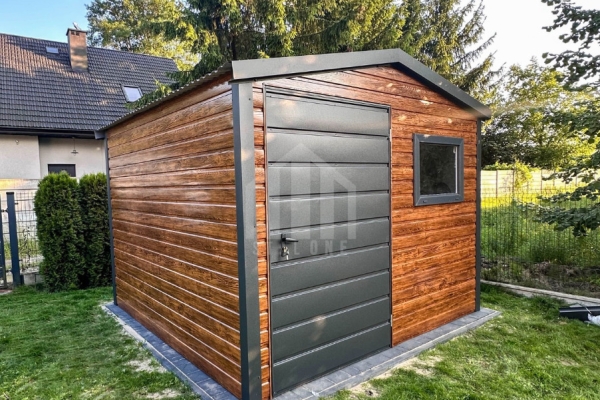 Ogłoszenie - Schowek - domek ogrodowy 2,5x2,5m - drzwi - okno - jasny orzech - drewnopodobny - dach dwuspadowy SO148. Zdjęcie 4