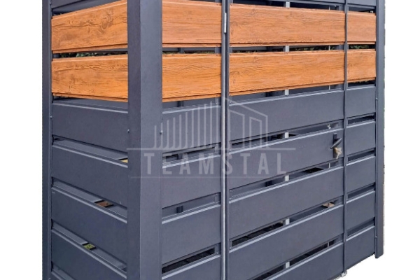 Ogłoszenie - Wiata śmietnikowa 1,6x0,8m Antracyt + jasny orzech Schowek ogrodowy TS1107. Zdjęcie 1