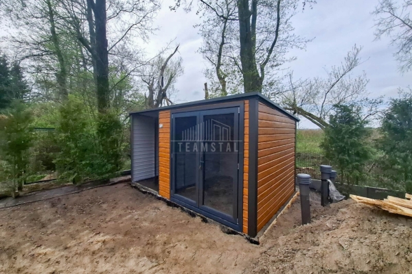 Ogłoszenie - Schowek - Domek Ogrodowy 2,5x2,5m - wiata 1,5m - drzwi PCV - Jasny Orzech - Drewnopodobny - dach Spad w tył TS1099. Zdjęcie 3