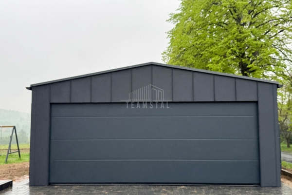 Ogłoszenie - Garaż blaszany Premium 6x5,8 - Brama segmentowa - drzwi - 2x okno - rynny - antracyt - Blacha na Rąbek - dach TS1095. Zdjęcie 2