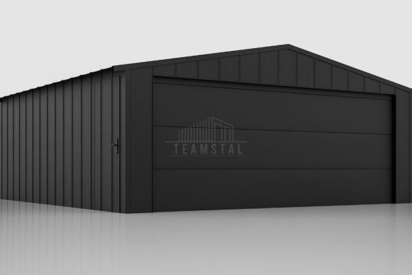 Ogłoszenie - Garaż blaszany 6x5m - brama segmentowa - drzwi - blacha na rąbek - dach dwuspadowy TS1089. Zdjęcie 2