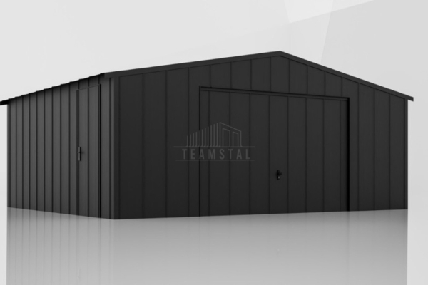 Ogłoszenie - Garaż blaszany 6x6 - brama uchylna - drzwi - blacha na rąbek - dach dwuspadowy TS1090. Zdjęcie 2