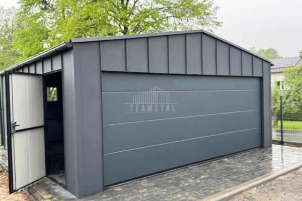 Ogłoszenie - Garaż blaszany Premium 6x5,8 - Brama segmentowa - drzwi - 2x okno - rynny - antracyt - Blacha na Rąbek - dach TS1095. Zdjęcie 4
