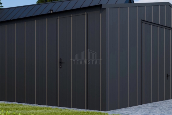 Ogłoszenie - Garaż blaszany 6x6 - brama uchylna - drzwi - blacha na rąbek - dach dwuspadowy TS1090. Zdjęcie 3