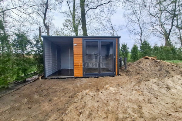 Ogłoszenie - Schowek - Domek Ogrodowy 2,5x2,5m - wiata 1,5m - drzwi PCV - Jasny Orzech - Drewnopodobny - dach Spad w tył TS1099. Zdjęcie 4