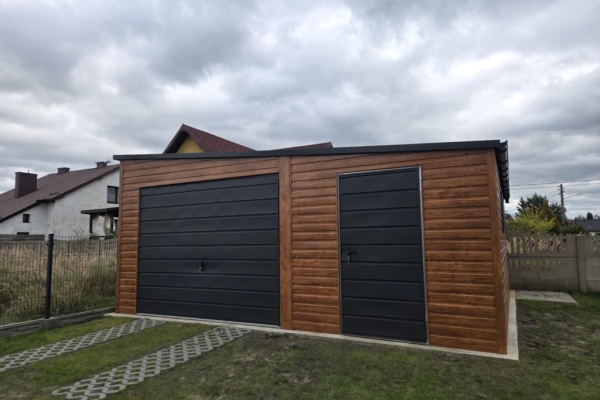 Ogłoszenie - Garaż Blaszany Premium 5.5x6m spad na prawo złoty dąb + ciemny grafit MAT. Zdjęcie 2