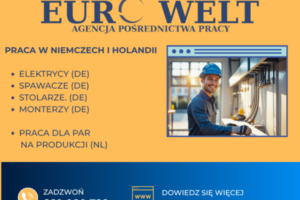 Ogłoszenie - Holandia/ Elektryk przemysłowy/ bezpłatne zakwaterowanie. Zdjęcie 1