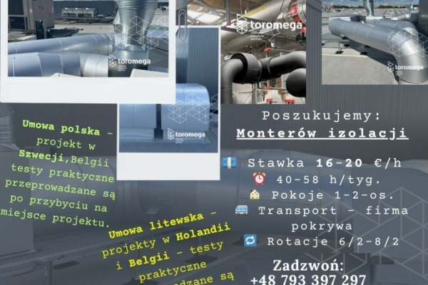 Ogłoszenie - Monter izolacji. Zdjęcie 1