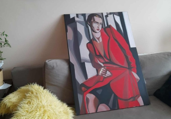 Ogłoszenie - Sprzedam obraz malowany ręcznie -Tamara Łempicka 100 na 70 cm. Zdjęcie 4
