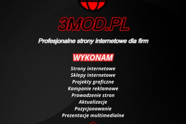 Ogłoszenie - Profesjonalne strony internetowe od 899 PLN • 3mod.pl Gdańsk • Sklepy online, portale, wizytówki. Zdjęcie 1