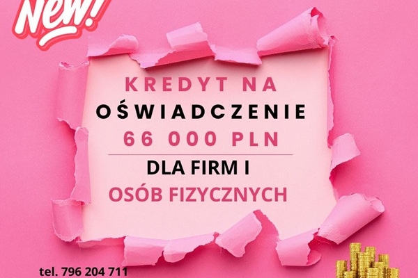 Ogłoszenie - KREDYT DLA FIRM I OSÓB FIZYCZNYCH NA OŚWIADCZENIE – DO 66 000 ZŁ!. Zdjęcie 1