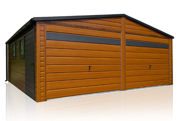 Ogłoszenie - Garaż blaszany drewnopodobny 6×6 dwuspadowy złoty dąb + antracyt PRODUCENT. Zdjęcie 5