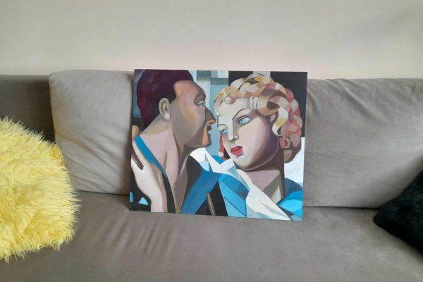 Ogłoszenie - Sprzedam obraz malowany ręcznie - Tamara Łempicka. Zdjęcie 1